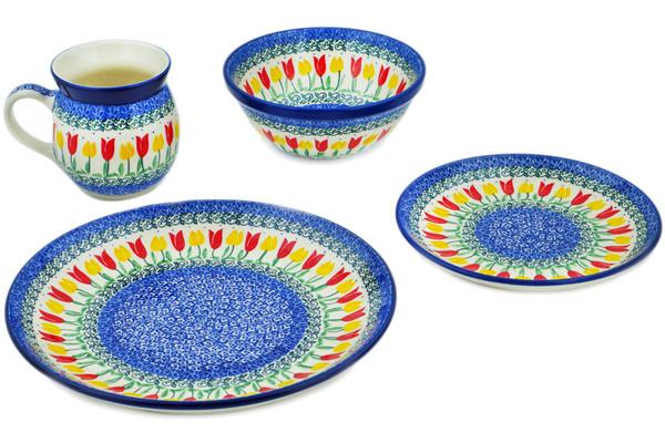 Place Settings | Ceramika Artystyczna 4-Piece Place Setting Spring Tulip Field Kitchen & Dining Ceramika Artystyczna