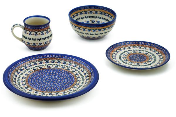 Place Settings | Ceramika Bona 4-Piece Place Setting Blue Cress Kitchen & Dining Ceramika Bona