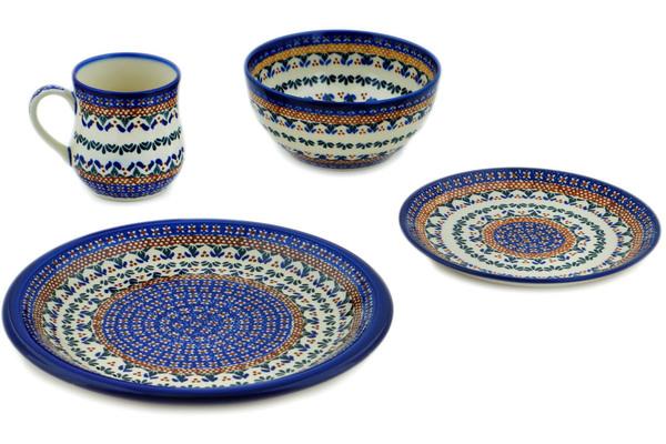 Place Settings | Ceramika Bona 4-Piece Place Setting Blue Cress Kitchen & Dining Ceramika Bona