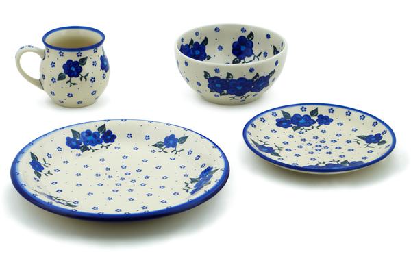 Place Settings | Ceramika Bona 4-Piece Place Setting Blue Poppies Spring Kitchen & Dining Ceramika Bona