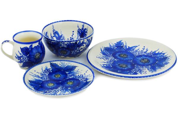 Place Settings | Ceramika Bona 4-Piece Place Setting Blue Poppy Dream Kitchen & Dining Ceramika Bona