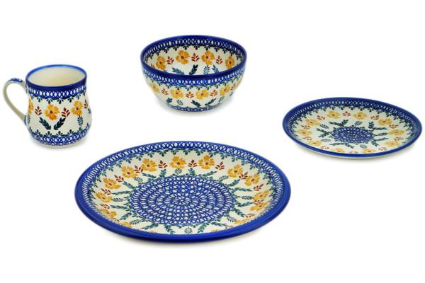 Place Settings | Ceramika Bona 4-Piece Place Setting Golden Flower Garden Kitchen & Dining Ceramika Bona