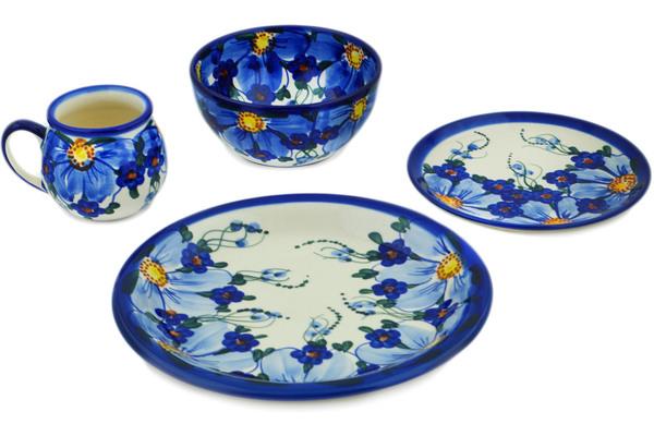 Place Settings | Ceramika Bona 4-Piece Place Setting Himalayan Blue Poppy UNIKAT Kitchen & Dining Ceramika Bona