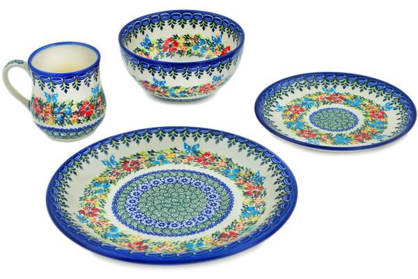 Place Settings | Ceramika Bona 4-Piece Place Setting Ring Of Flowers UNIKAT Kitchen & Dining Ceramika Bona