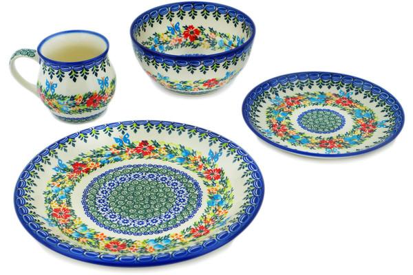 Place Settings | Ceramika Bona 4-Piece Place Setting Ring Of Flowers UNIKAT Kitchen & Dining Ceramika Bona