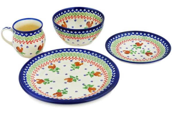 Place Settings | Ceramika Bona 4-Piece Place Setting Spring Rooster Kitchen & Dining Ceramika Bona