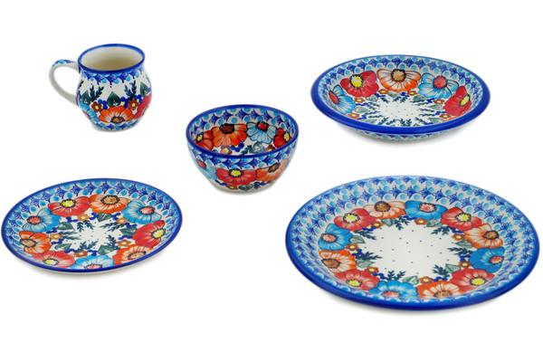 Place Settings | Ceramika Bona 5-Piece Place Setting Bold Poppies Kitchen & Dining Ceramika Bona