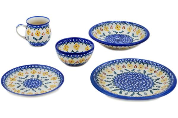 Place Settings | Ceramika Bona 5-Piece Place Setting Golden Flower Garden Kitchen & Dining Ceramika Bona