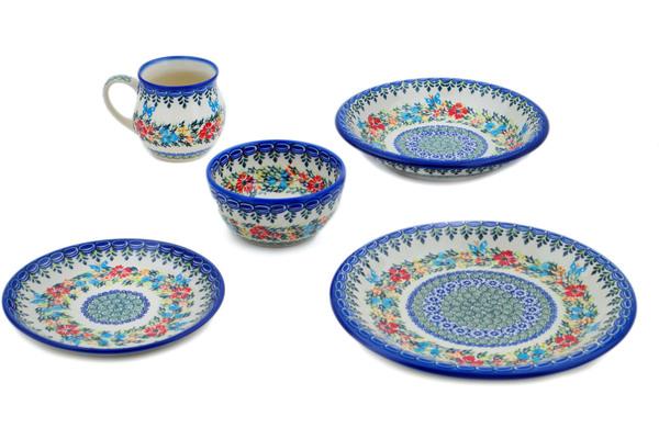 Place Settings | Ceramika Bona 5-Piece Place Setting Ring Of Flowers UNIKAT Kitchen & Dining Ceramika Bona