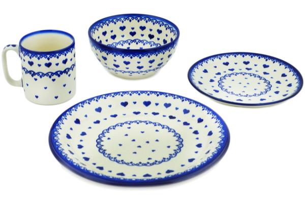 Place Settings | Ceramika Bona Place Setting 10" Blue Valentine Hearts Kitchen & Dining Ceramika Bona