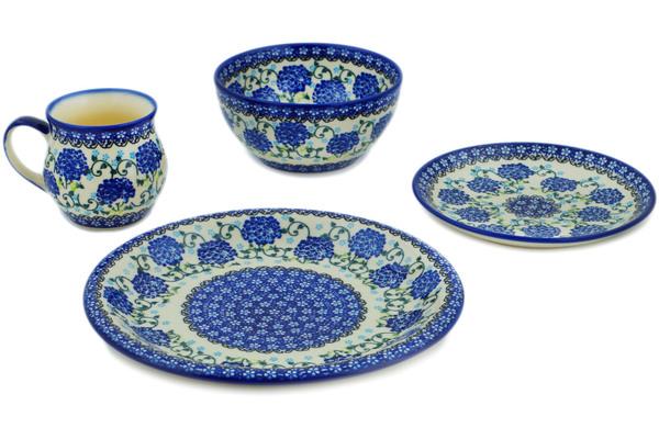 Place Settings | Dalia 4-Piece Place Setting Cobalt Hydrangea UNIKAT Kitchen & Dining Dalia