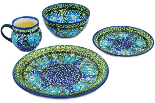 Place Settings | Dalia 4-Piece Place Setting Soft Blue Petals UNIKAT Kitchen & Dining Dalia