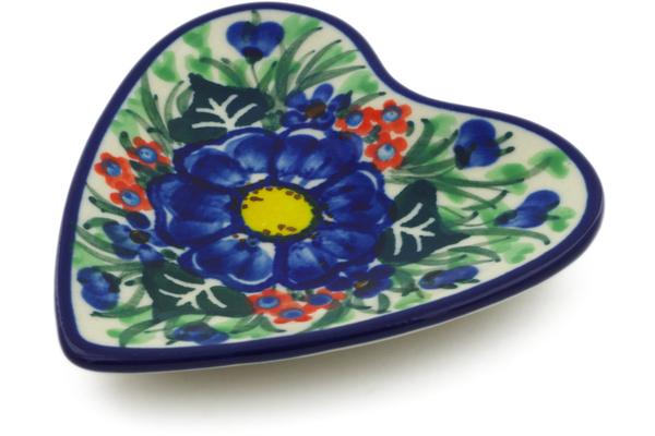 Plates | Ceramika Artystyczna Tea Bag or Lemon Plate 3" Blue Bud Delight UNIKAT Kitchen & Dining Ceramika Artystyczna