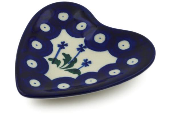 Plates | Ceramika Artystyczna Tea Bag or Lemon Plate 3" Blue Clover Peacock Kitchen & Dining Ceramika Artystyczna