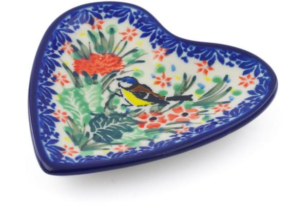 Plates | Ceramika Artystyczna Tea Bag or Lemon Plate 3" Garden Bird UNIKAT Kitchen & Dining Ceramika Artystyczna