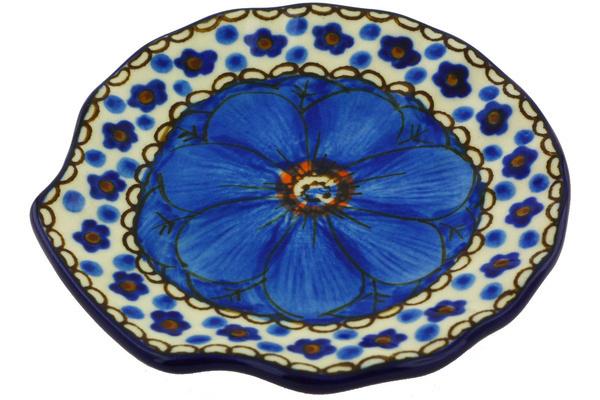 Plates | Ceramika Artystyczna Tea Bag or Lemon Plate 4" Cobalt Poppies UNIKAT Kitchen & Dining Ceramika Artystyczna