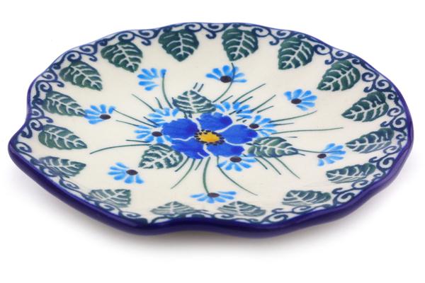 Plates | Ceramika Artystyczna Tea Bag or Lemon Plate 4" Forget Me Not UNIKAT Kitchen & Dining Ceramika Artystyczna