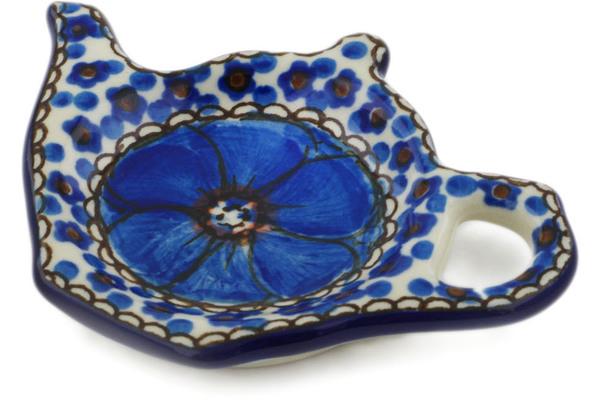 Plates | Ceramika Artystyczna Tea Bag or Lemon Plate 5" Cobalt Poppies UNIKAT Kitchen & Dining Ceramika Artystyczna