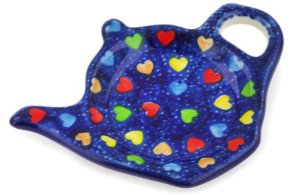 Plates | Ceramika Artystyczna Tea Bag or Lemon Plate 5" Colourful Dot Show UNIKAT Kitchen & Dining Ceramika Artystyczna