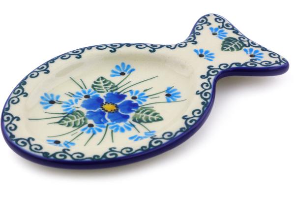 Plates | Ceramika Artystyczna Tea Bag or Lemon Plate 5" Forget Me Not UNIKAT Kitchen & Dining Ceramika Artystyczna