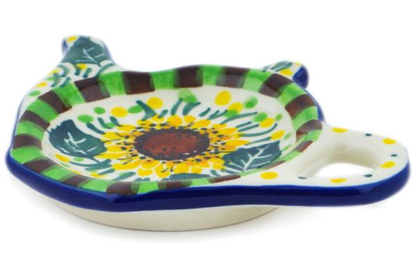 Plates | Ceramika Artystyczna Tea Bag or Lemon Plate 5" Summer Sunflower UNIKAT Kitchen & Dining Ceramika Artystyczna