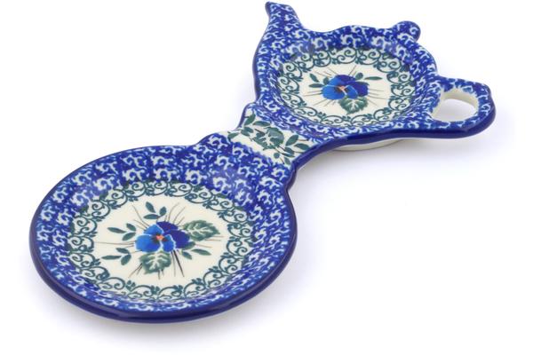 Plates | Ceramika Artystyczna Tea Bag or Lemon Plate 8" Blue Pansy Kitchen & Dining Ceramika Artystyczna