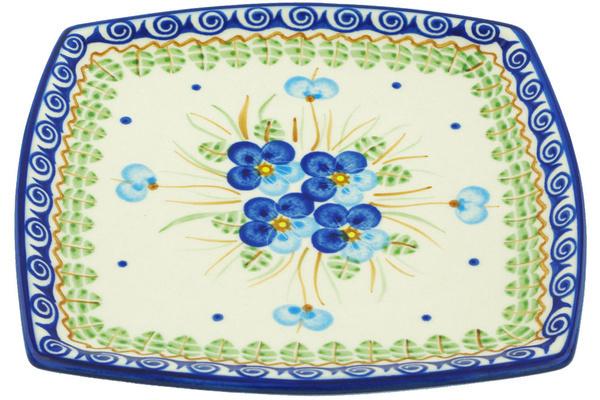 Plates | Ceramika Bona Square Plate 7" Blue Pansy Plates Ceramika Bona