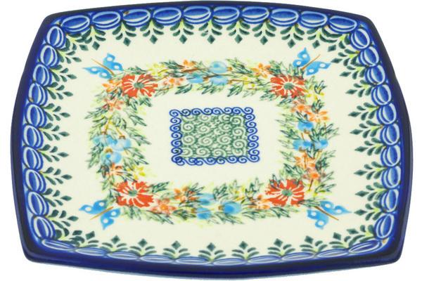 Plates | Ceramika Bona Square Plate 7" Ring Of Flowers UNIKAT Plates Ceramika Bona