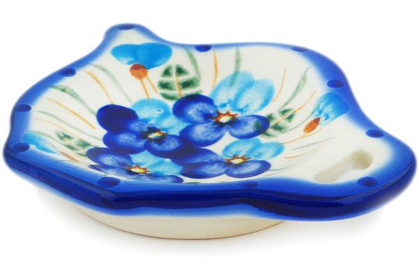 Plates | Ceramika Bona Tea Bag or Lemon Plate 4" Blue Pansy Kitchen & Dining Ceramika Bona