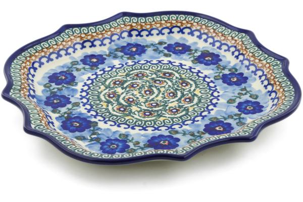 Platters | Ceramika Artystyczna 8 Point Plate Blue Poppy Circle UNIKAT Plates & Platters Ceramika Artystyczna