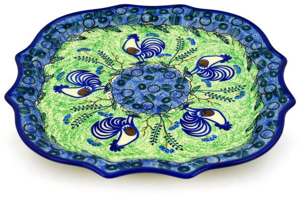 Platters | Ceramika Artystyczna 8 Point Plate Blue Rooster UNIKAT Plates & Platters Ceramika Artystyczna