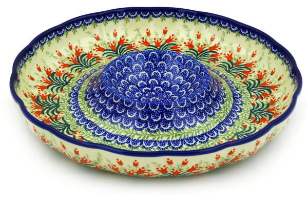 Platters | Ceramika Artystyczna Chip and Dip Platter 12" Crimson Bells Plates & Platters Ceramika Artystyczna