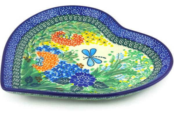 Platters | Ceramika Artystyczna Heart Shaped Platter 9" Garden Delight UNIKAT Plates & Platters Ceramika Artystyczna