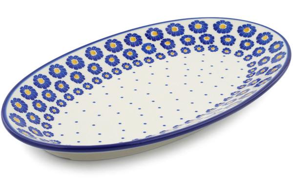 Platters | Ceramika Artystyczna Platter 14" Blue Zinnia Plates & Platters Ceramika Artystyczna