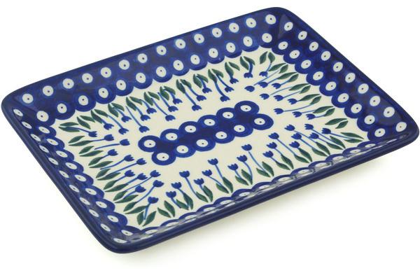 Platters | Ceramika Artystyczna Platter 9" Blue Tulip Peacock Plates & Platters Ceramika Artystyczna