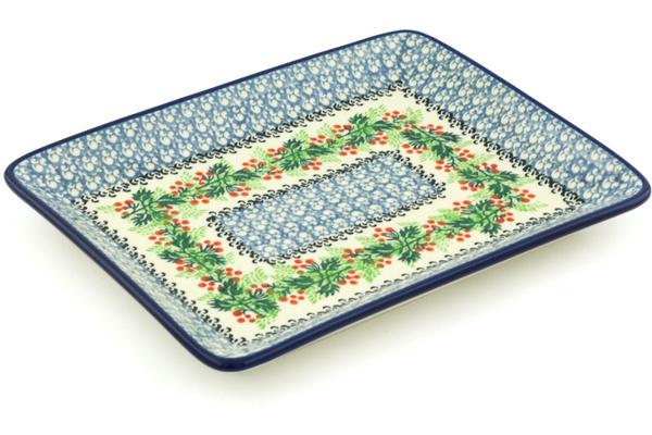 Platters | Ceramika Artystyczna Platter 9" Holly Berry Wreath Plates & Platters Ceramika Artystyczna