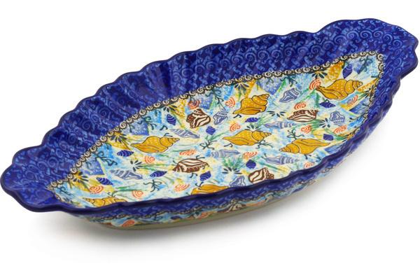 Platters | Ceramika Artystyczna Platter with Handles 16" Ocean Whisper UNIKAT Plates & Platters Ceramika Artystyczna