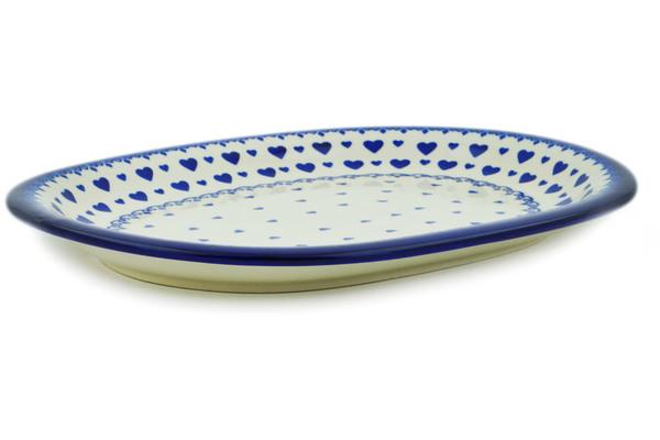 Platters | Ceramika Bona Platter 14" Blue Valentine Hearts Plates & Platters Ceramika Bona