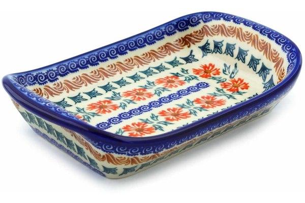 Platters | Ceramika Bona Platter with Handles 7" Red Cornflower Plates & Platters Ceramika Bona