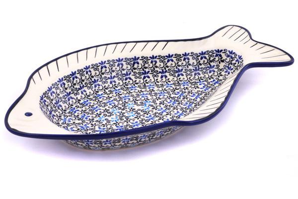 Platters | Zaklady Ceramiczne Fish Shaped Platter 15" Black And Blue Lace Plates & Platters Platters