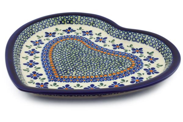 Platters | Zaklady Ceramiczne Heart Shaped Platter 11" Gingham Flowers Plates & Platters Platters