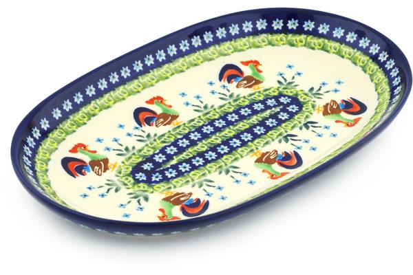 Platters | Zaklady Ceramiczne Oval Platter 11" Country Rooster UNIKAT Plates & Platters Platters