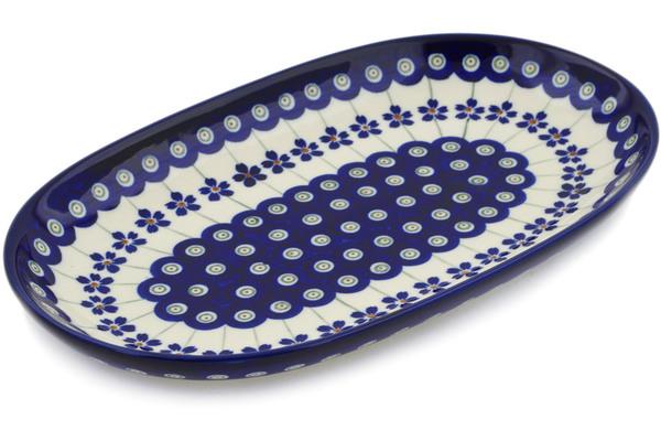 Platters | Zaklady Ceramiczne Oval Platter 11" Flowering Peacock Plates & Platters Platters