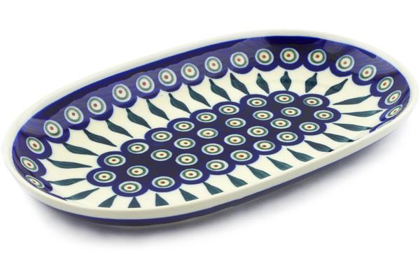 Platters | Zaklady Ceramiczne Oval Platter 11" Peacock Leaves Plates & Platters Platters