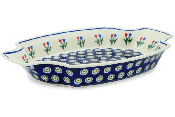 Platters | Zaklady Ceramiczne Platter 13" Tulip Pair Peacock Plates & Platters Platters