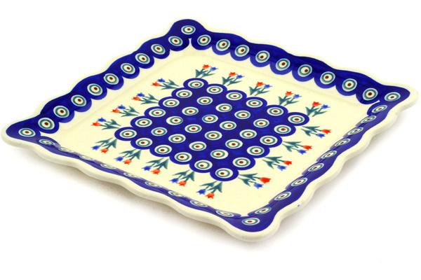 Platters | Zaklady Ceramiczne Platter 9" Tulip Pair Peacock Plates & Platters Platters