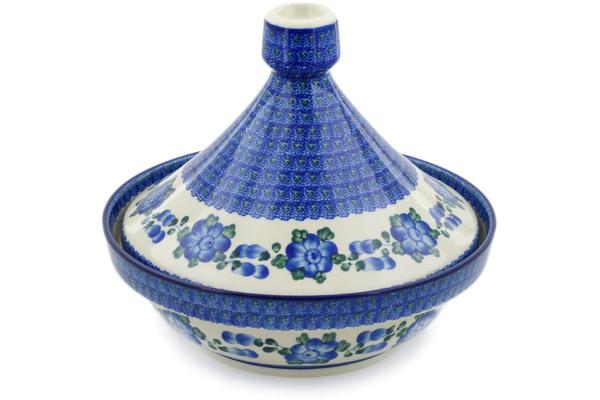 Pots | Ceramika Artystyczna Tagine Pot 57 oz Blue Poppies Bakeware Ceramika Artystyczna