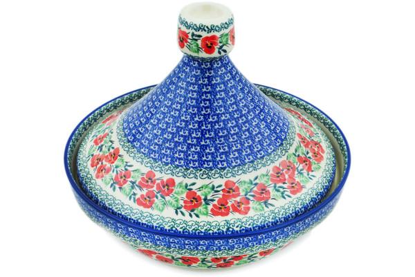 Pots | Ceramika Artystyczna Tagine Pot 57 oz Red Pansy Bakeware Ceramika Artystyczna