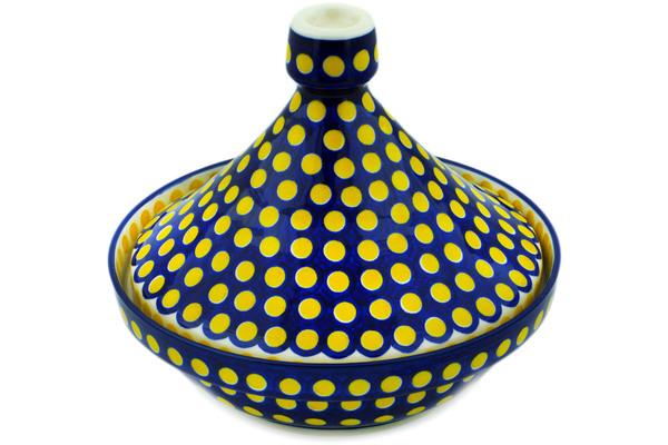 Pots | Ceramika Artystyczna Tagine Pot 57 oz Yellow Dots Bakeware Ceramika Artystyczna