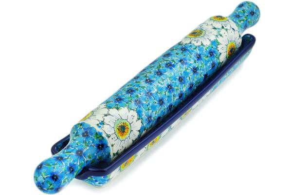 Rolling Pin | Ceramika Artystyczna Rolling Pin and Cradle Set Pansies And Daisies UNIKAT Kitchen & Dining Ceramika Artystyczna